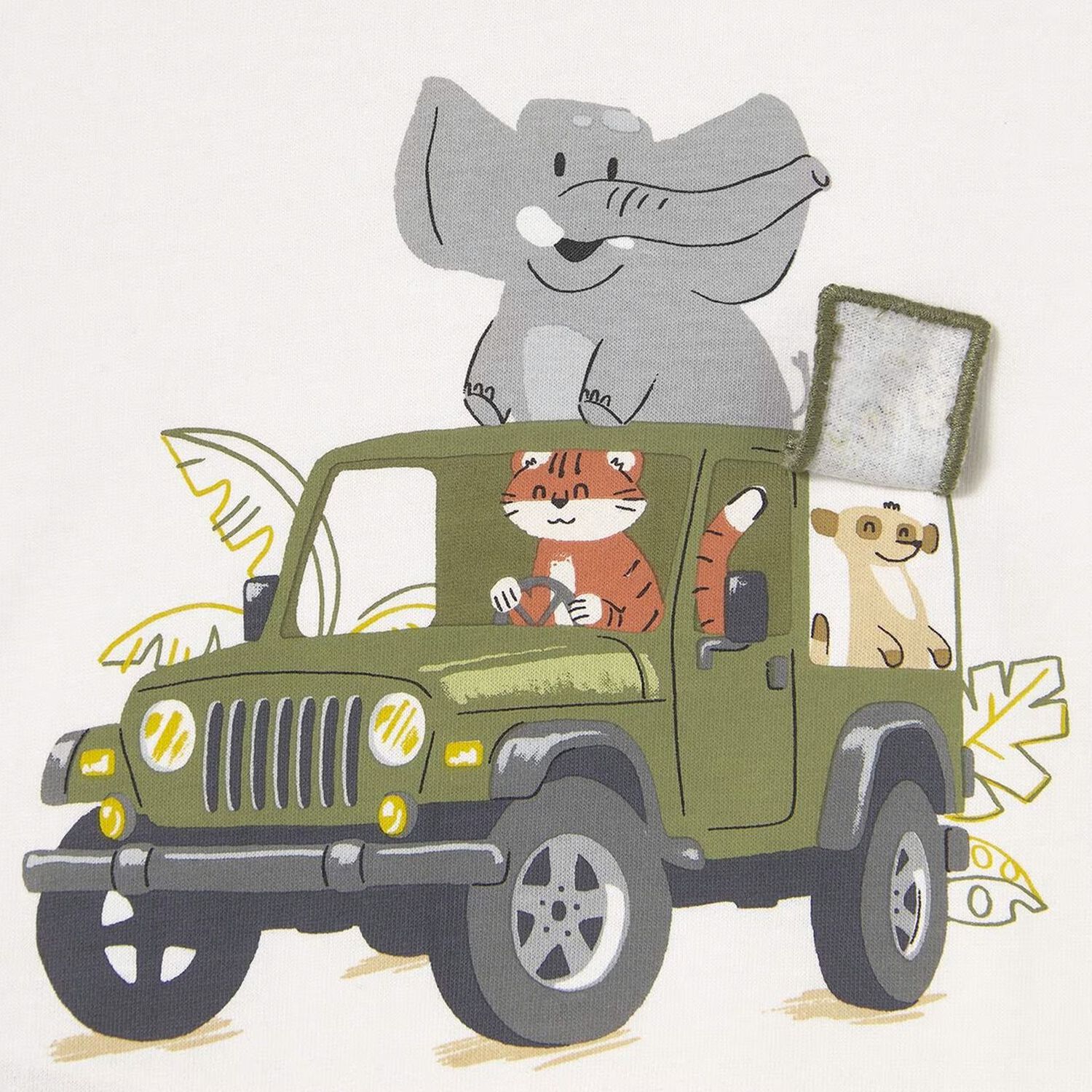 Younger Boys Ivory Cotton Safari T-Shirt, 1, hi-res