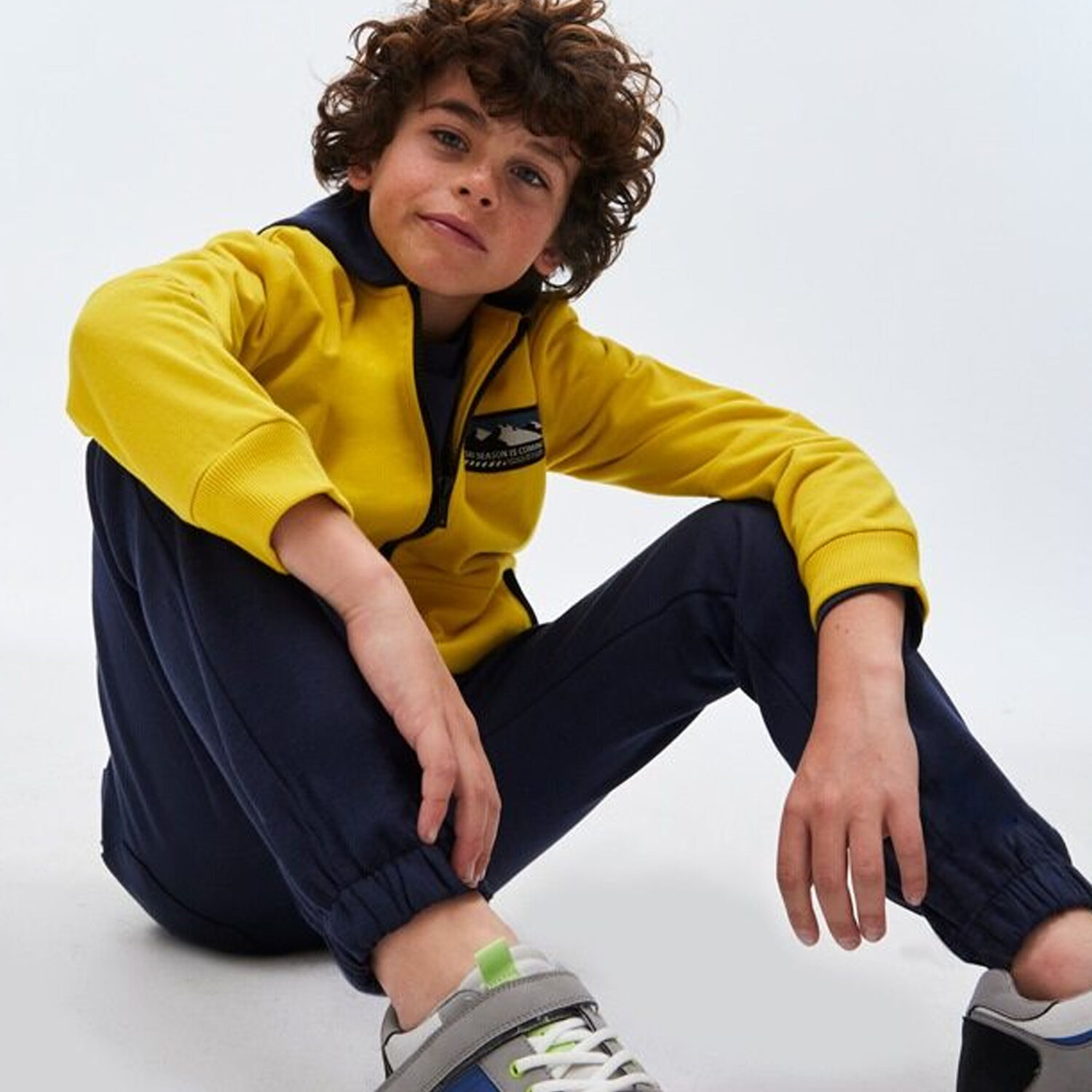 Boys Yellow & Navy Blue Tracksuit, 1, hi-res image number null