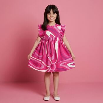 Girls Pink & Purple Ruffled Iride Dress