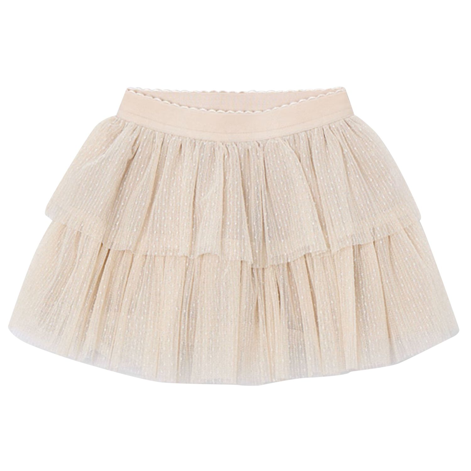 Girls Beige Tulle Skirt, 3, hi-res
