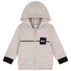 Baby Boys Beige & White Logo Tracksuit Set, 3, hi-res