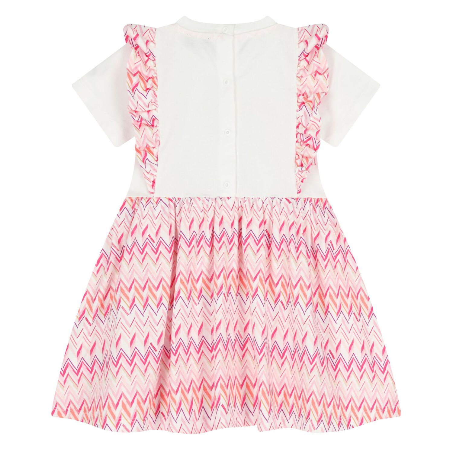 Younger Girls White & Pink Logo Zig Zag Dress, 1, hi-res