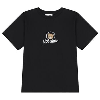 Black Teddy Bear Logo Long Sleeve Top
