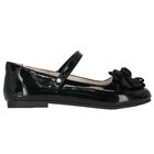 Girls Black Patent Leather Ballerina Shoes, 3, hi-res