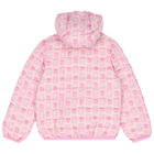 Girls Pink Bear Logo Padded Jacket, 1, hi-res