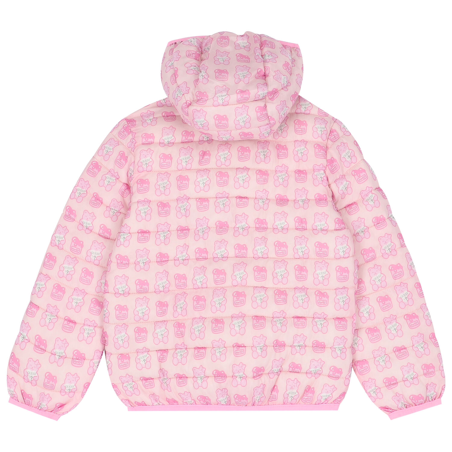 Girls Pink Bear Logo Padded Jacket, 1, hi-res image number null