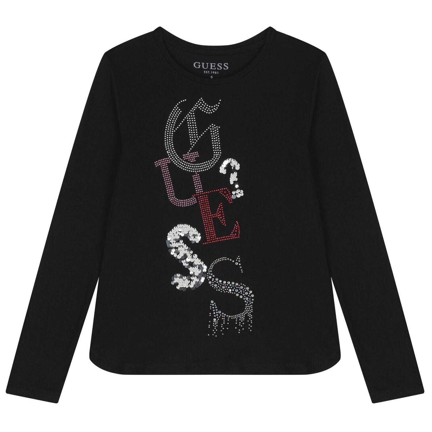 Girls Black Logo Long Sleeve Top, 2, hi-res image number null