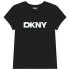 تيشيرت بنات بالشعار باللون الاسود , 1, hi-res