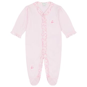 Baby Girls Pink Ruffled Babygrow