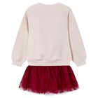 Girls Beige & Red Flower Skirt Set, 4, hi-res