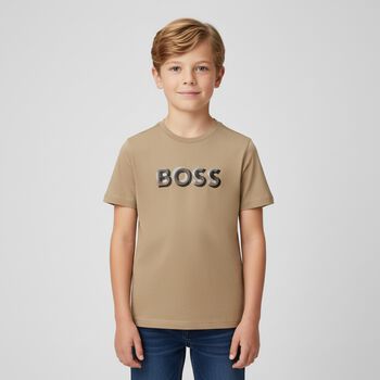 Boys Beige Logo T-Shirt