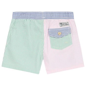 Boys Blue Striped Swim Shorts