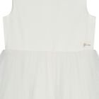 Girls White Satin & Tulle Dress, 1, hi-res