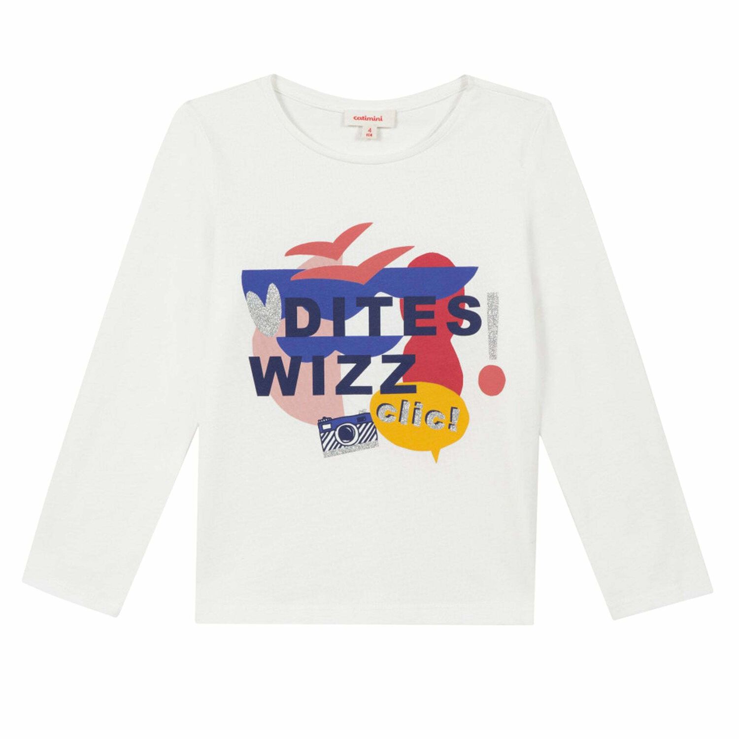 Girls White Printed Long Sleeve Top, 1, hi-res image number null