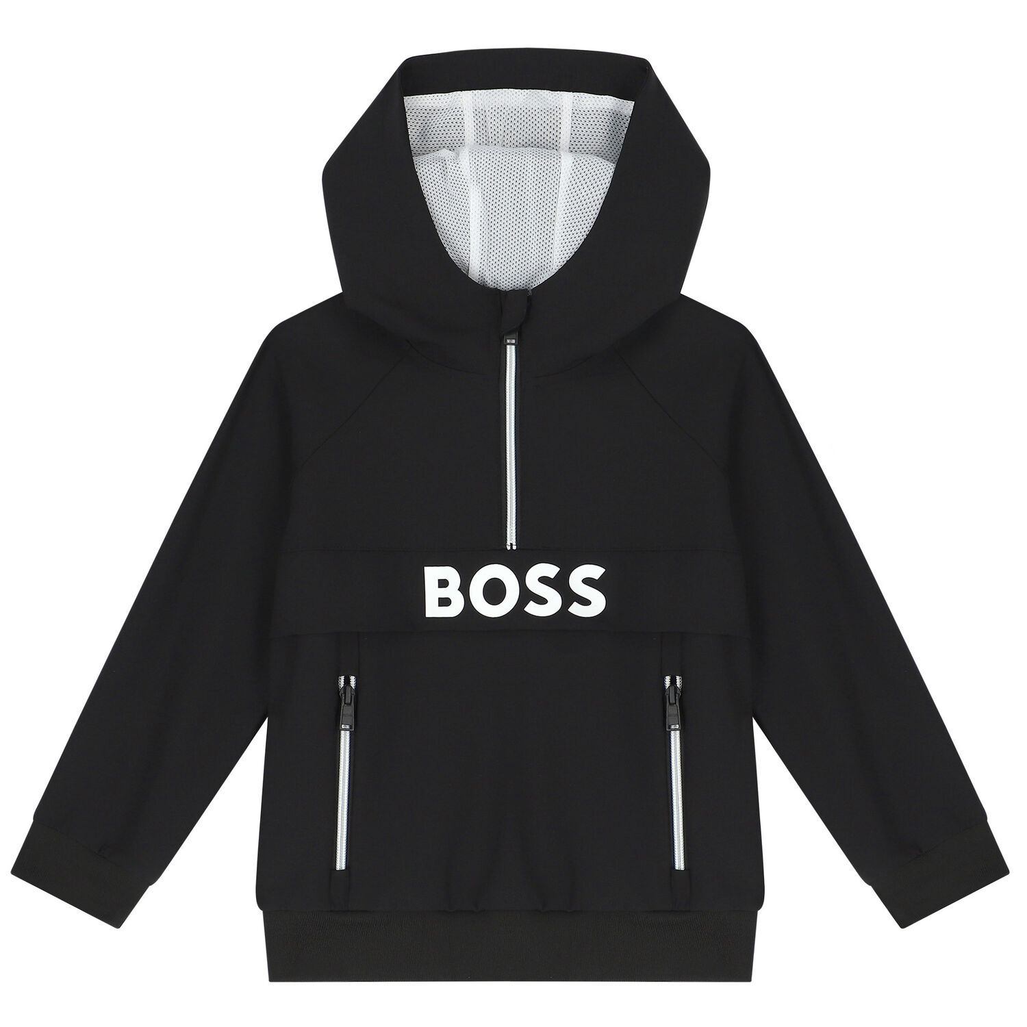 Boys Black Logo Hooded Top, 1, hi-res image number null