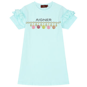 Girls Aqua Logo Dress