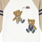 Younger Boys Ivory & Beige Teddy Bear Long Sleeve Top, 2, hi-res