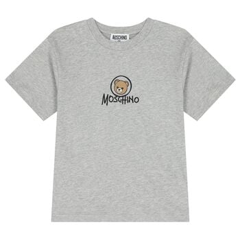 Grey Teddy Bear Logo Long Sleeve Top