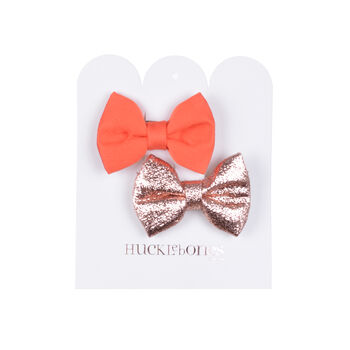 Girls Orange & Rose Gold Hairclip Set
