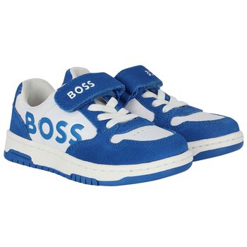 Boys Blue & White Logo Trainers