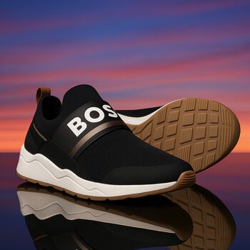 Boys Black Logo Trainers
