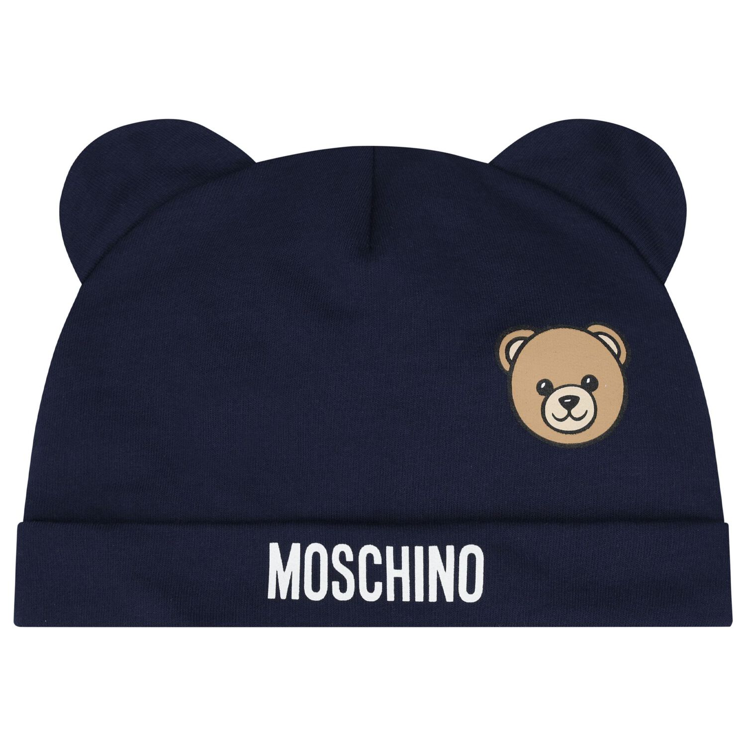 Navy Blue Teddy Bear Logo Hat & Bib Baby Gift Set, 3, hi-res
