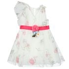 Girls White Floral Dress, 1, hi-res