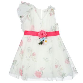 Girls White Floral Dress