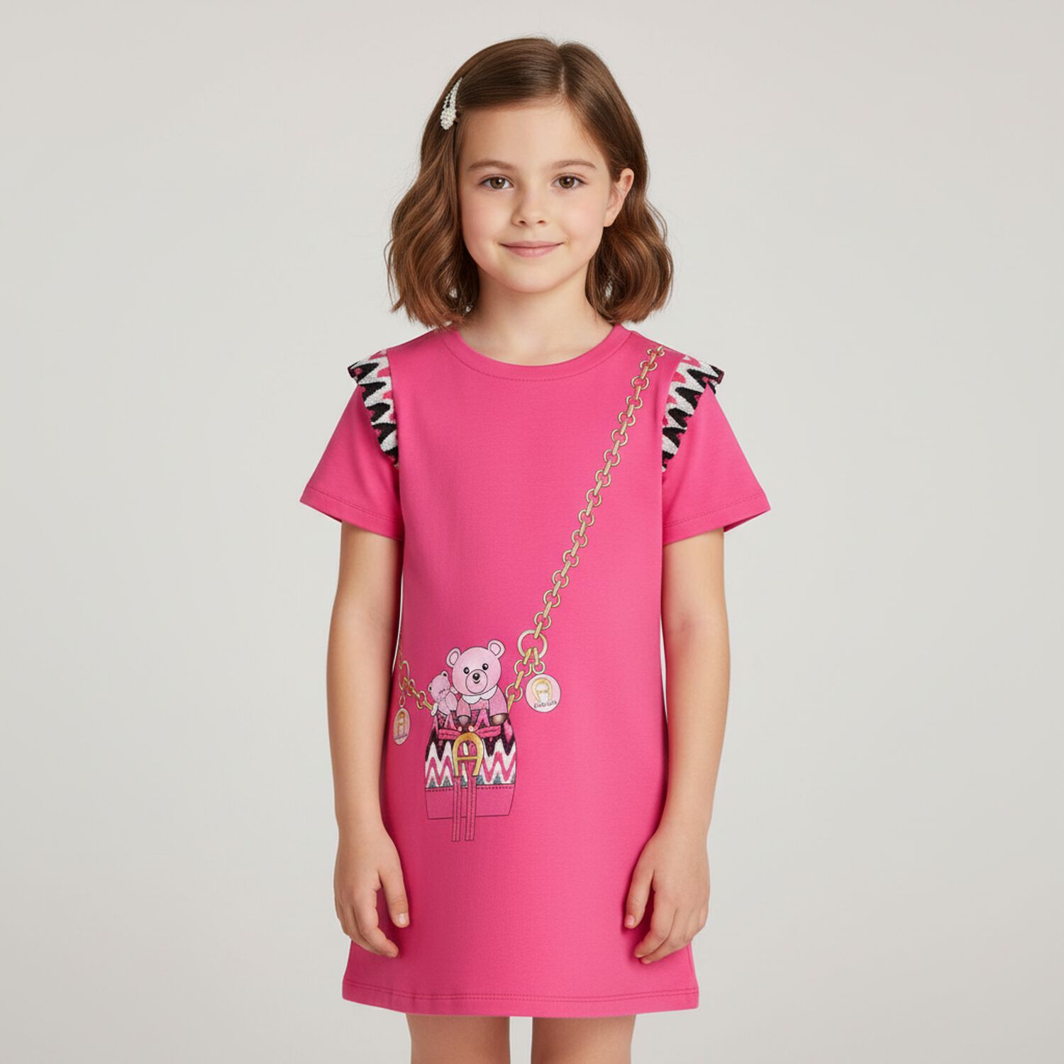 Girls Pink Logo Dress, 2, hi-res image number null