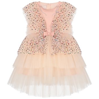 Girls Pink Embellished Tulle Dress