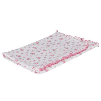 Baby Girls White & Pink Roses & Blooms Blanket