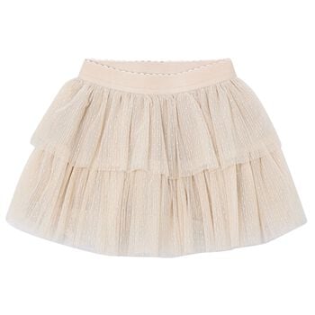 Girls Beige Tulle Skirt