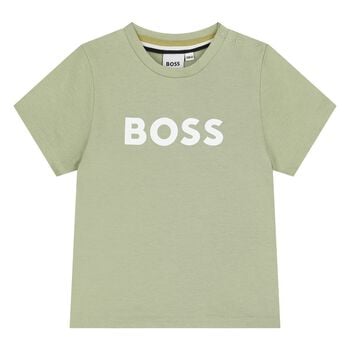 Younger Boys Mini Me Green Logo T-Shirt