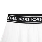 Girls White Pleated Logo Skirt, 1, hi-res