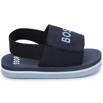 Younger Boys Navy Blue Logo Sandals
