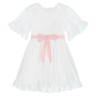 Girls Ivory Chiffon Dress, 1, hi-res