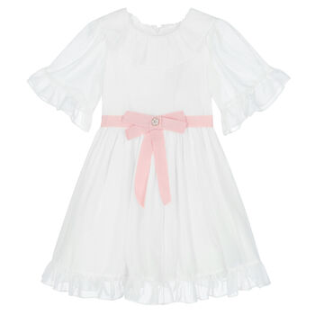 Girls Ivory Chiffon Dress