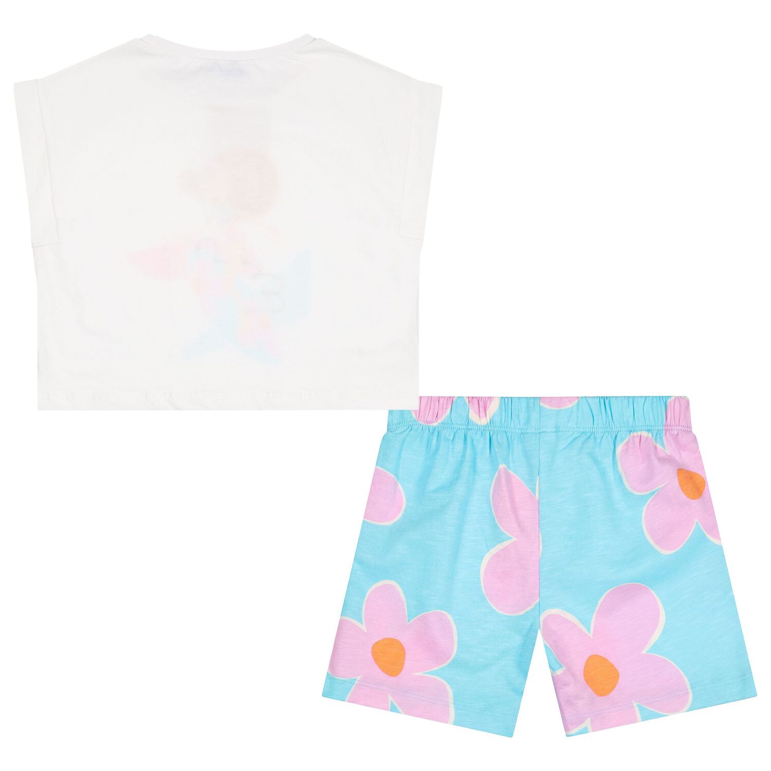 Girls White & Aqua Floral Shorts Set, 2, hi-res