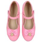 Girls Pink Bow Ballerina Shoes, 1, hi-res