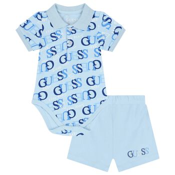 Baby Boys Blue Logo Shorts Set