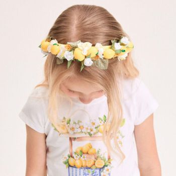 Girls Yellow Floral & Lemon Headband