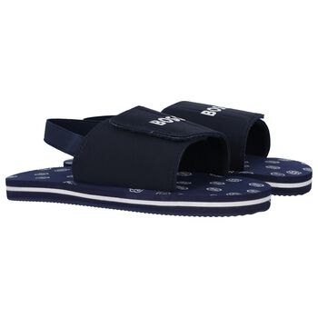 Boys Navy Blue Logo Sandals