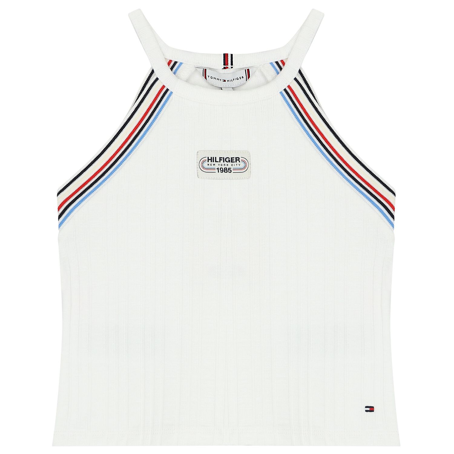 توب بنات بدون أكمام باللون الأبيض, 1, hi-res