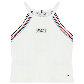 Girls White Logo Sleeveless Top