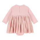 Baby Girls Pink Pleated Bodysuit Dress, 3, hi-res