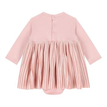 Baby Girls Pink Pleated Bodysuit Dress