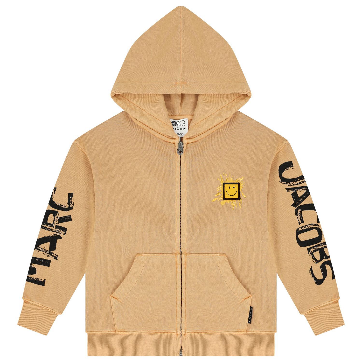 Beige Logo Hooded Zip Up Top, 1, hi-res image number null