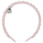 Girls Pink Logo Pearl Headband, 2, hi-res