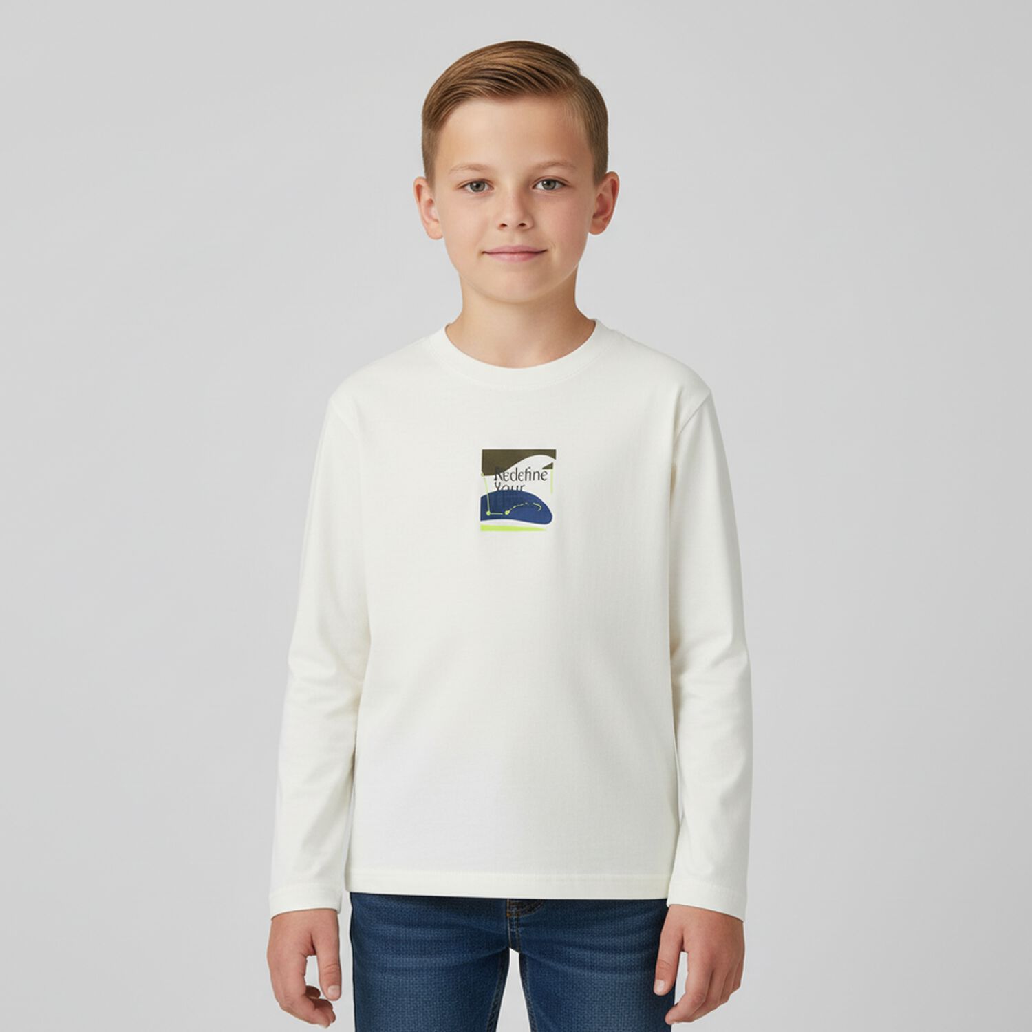 Boys Ivory Long Sleeve Top, 1, hi-res