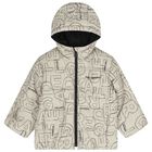 Boys Beige & Black Logo Reversible Puffer Jacket, 1, hi-res